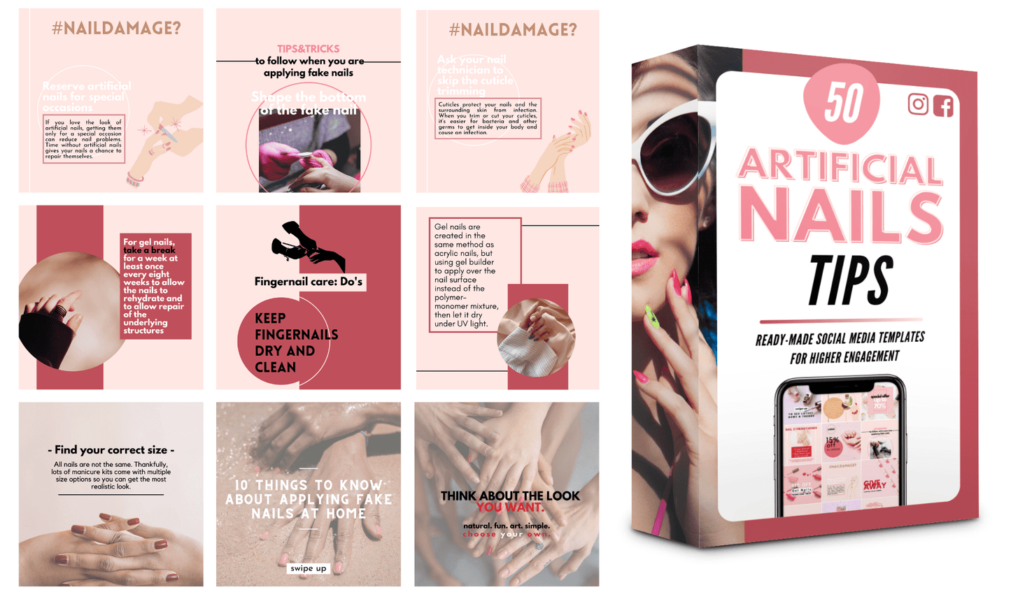 200 Artificial Nails Templates for Social Media