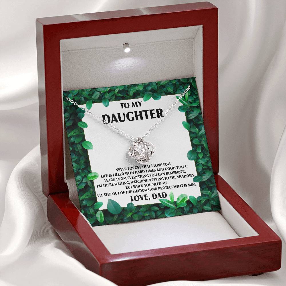 Gift For Daughter - Never Forget - Love Knot Necklace With Message Card - Gift For Birthday, Christmas From Dad, Father, Mom, Mother