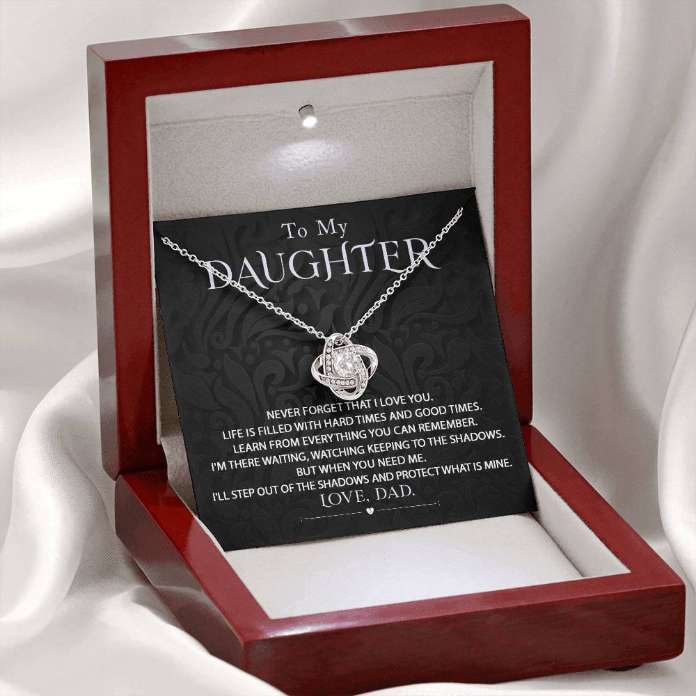 Gift For Daughter - Never Forget - Love Knot Necklace With Message Card - Gift For Birthday, Christmas From Dad, Father, Mom, Mother