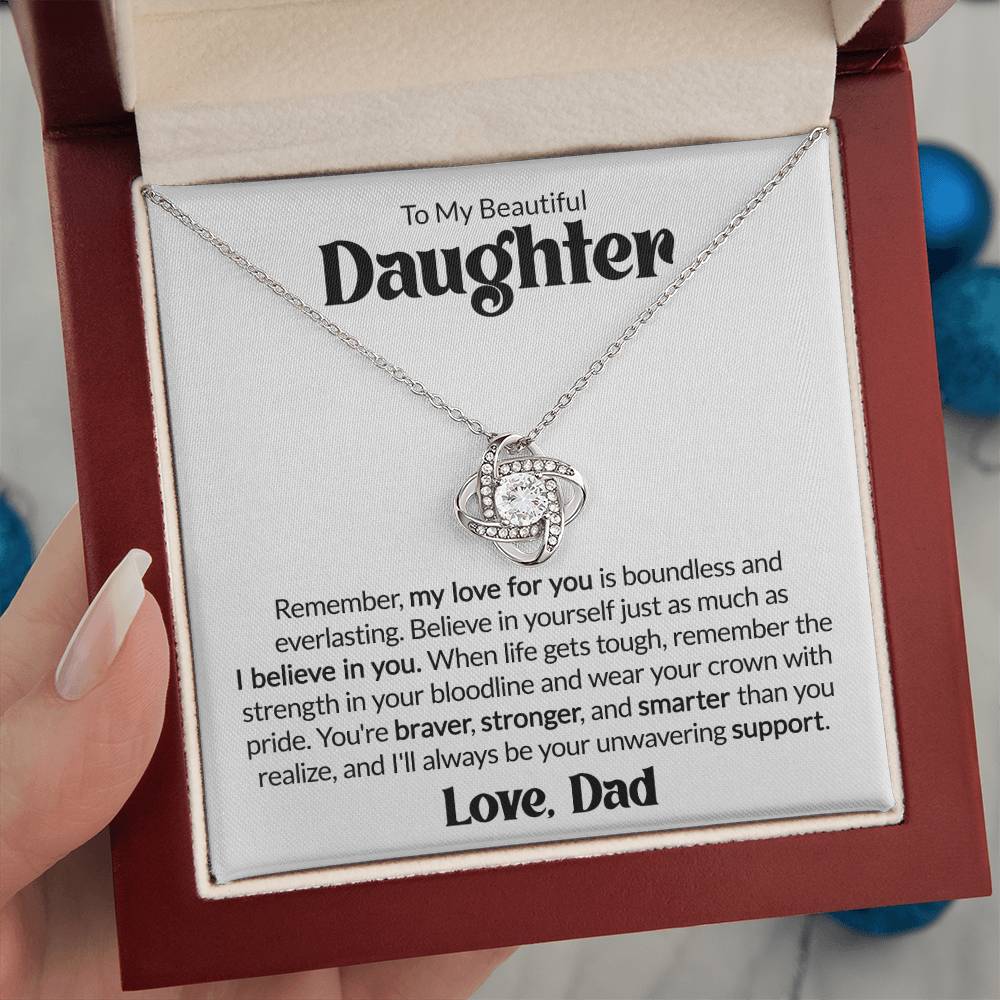 Gift For Daughter From Dad - Remember My Love - Love Knot Necklace