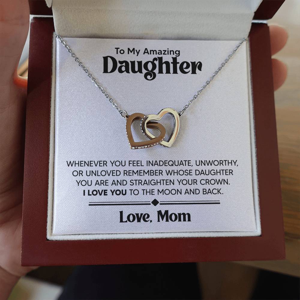 Gift for Daughter From Mom - Whenever you feel inadequate - Interlocking Hearts Necklace Message Card