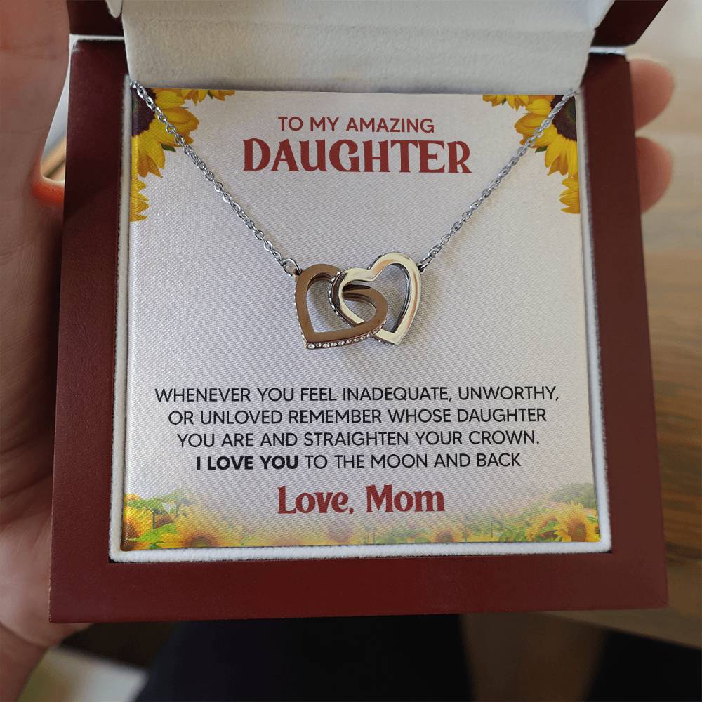 Gift for Daughter From Mom - Whenever you feel inadequate - Interlocking Hearts Necklace Message Card