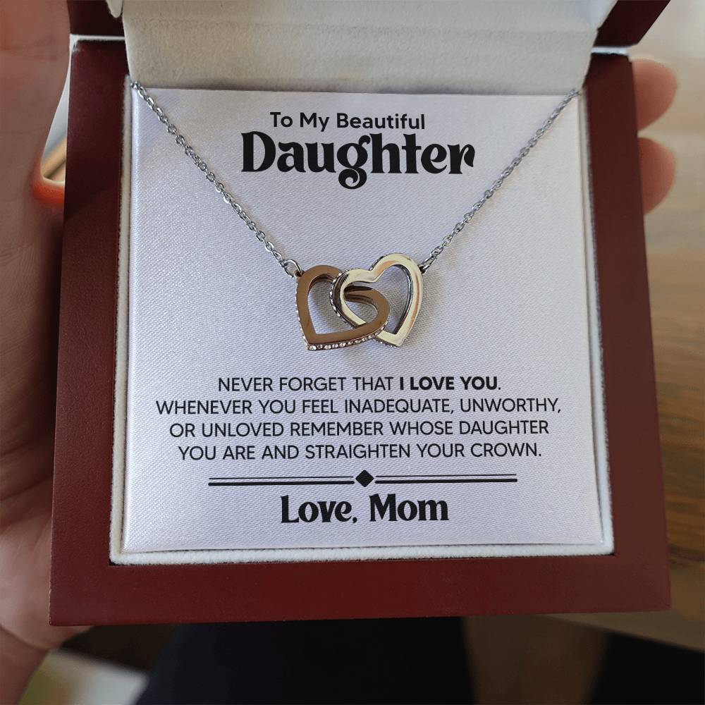 Gift for Daughter From Mom - Whenever you feel inadequate - Interlocking Hearts Necklace Message Card