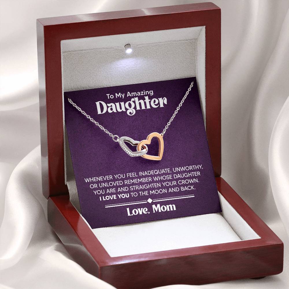 Gift for Daughter From Mom - Whenever you feel inadequate - Interlocking Hearts Necklace Message Card