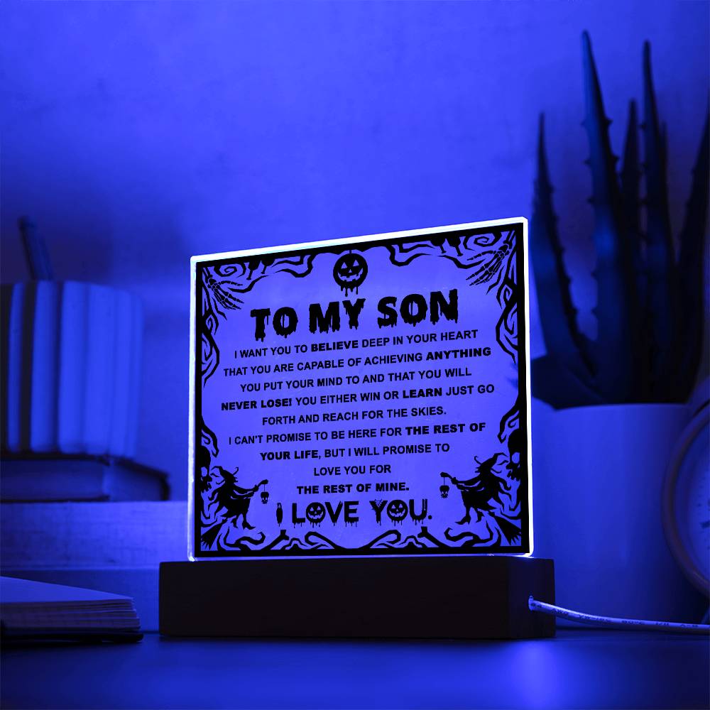 Halloween Gift - Son-Win or Learn-Acrylic Square Plaque Acrylic Square