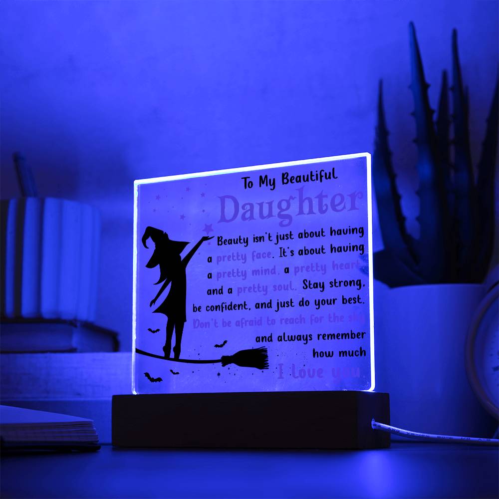 Halloween Gift - Daughter-Pretty Soul-Acrylic Square Plaque Acrylic Square