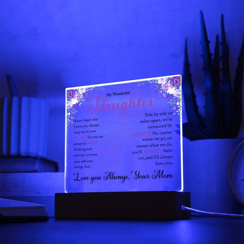 Gift For Daughter From Mom - Always Keep Me In Your Heart - Square Acrylic Plaque