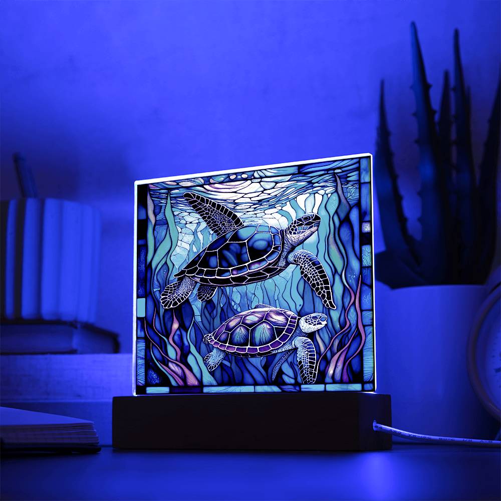 StainedGlass Turtle-Acrylic Acrylic Square