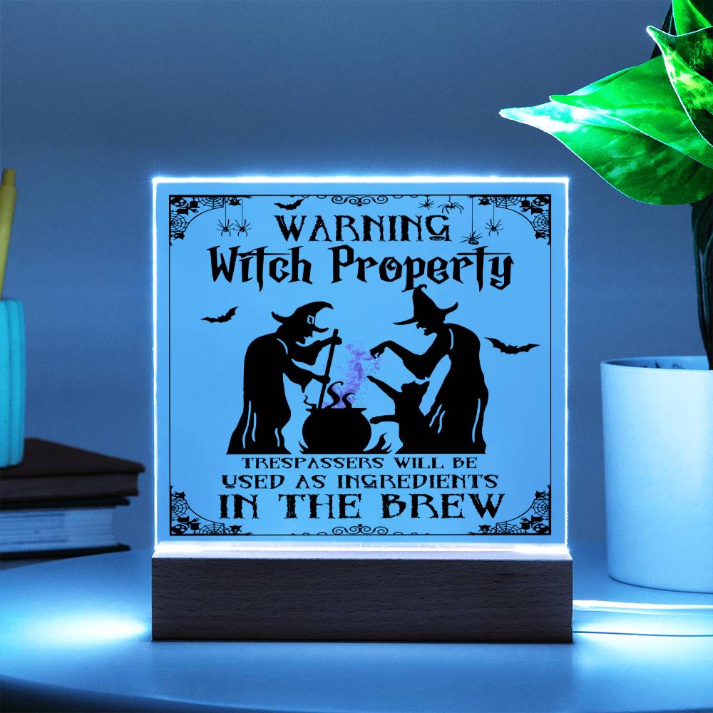Funny Halloween Witch Property - Square Acrylic Plaque