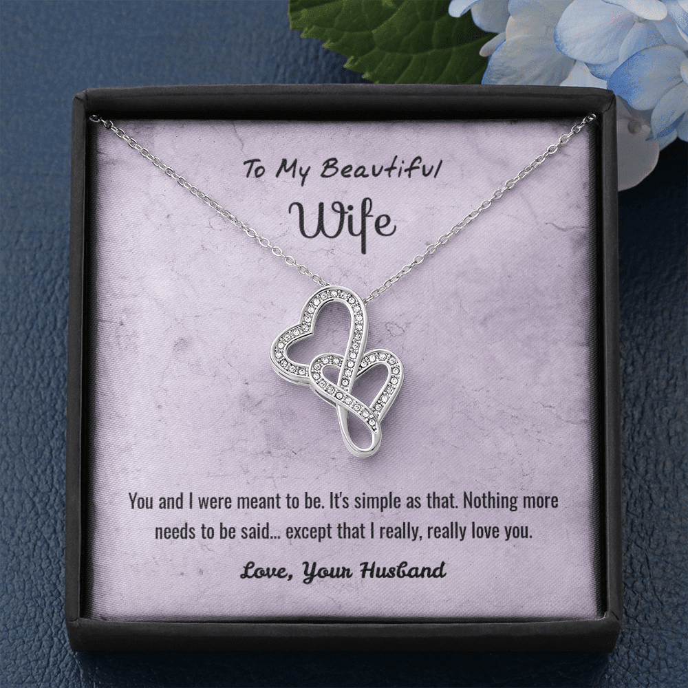 You and I Were Meant to Be - Double Hearts Necklace Message Card
