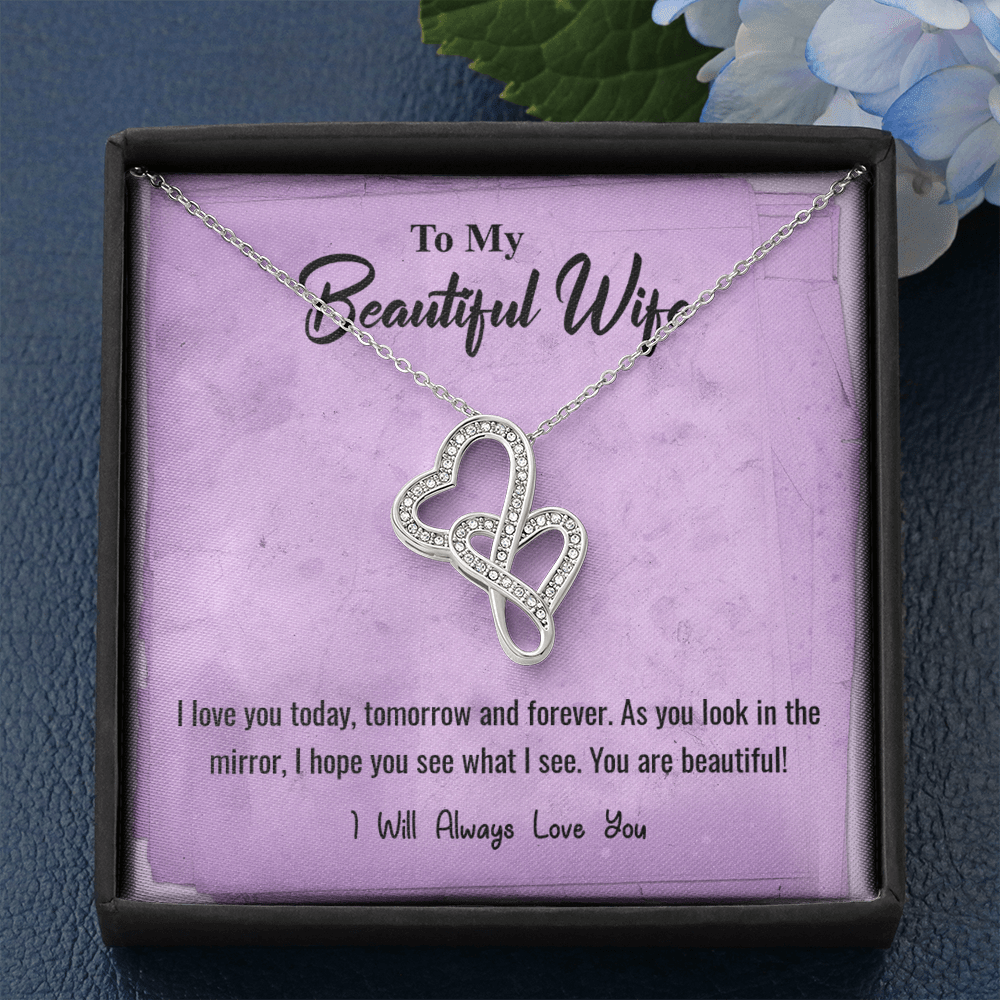 I Love You Today - Double Hearts Necklace Message Card