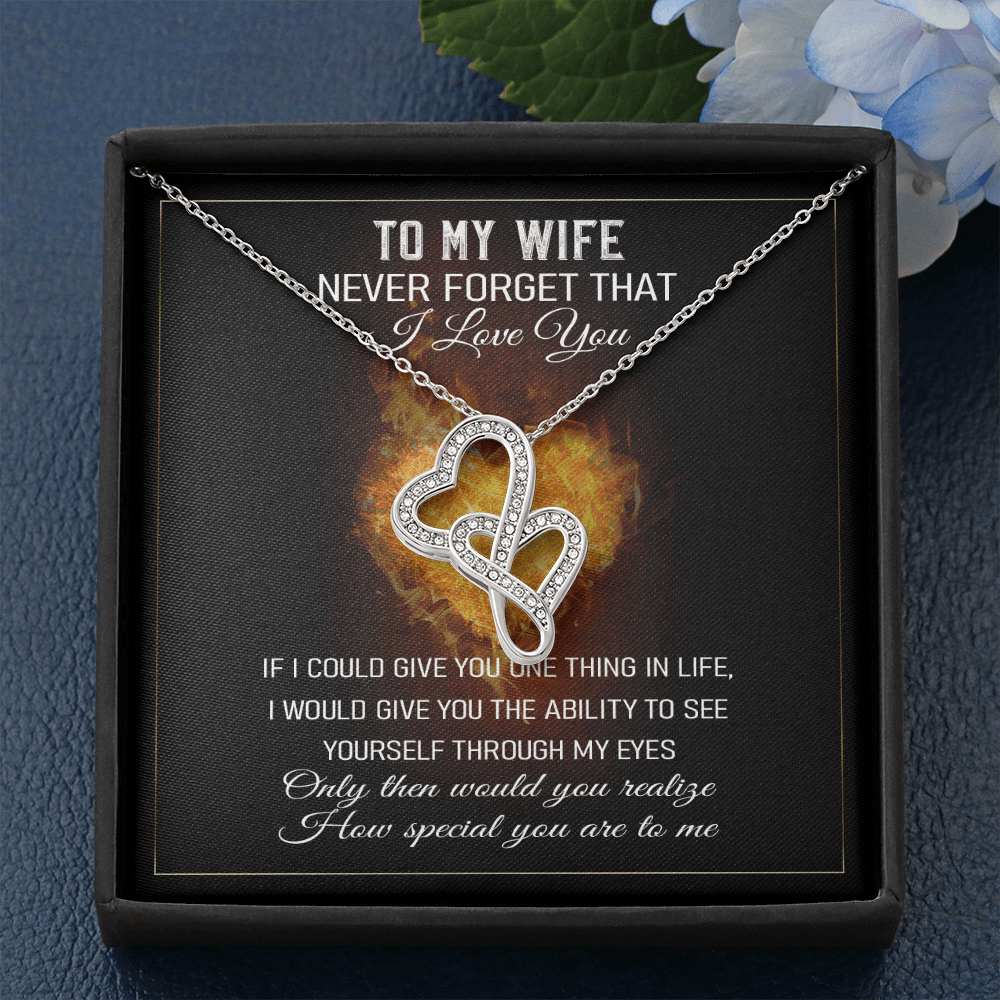 Never Forget That I Love You - Double Hearts Necklace Message Card