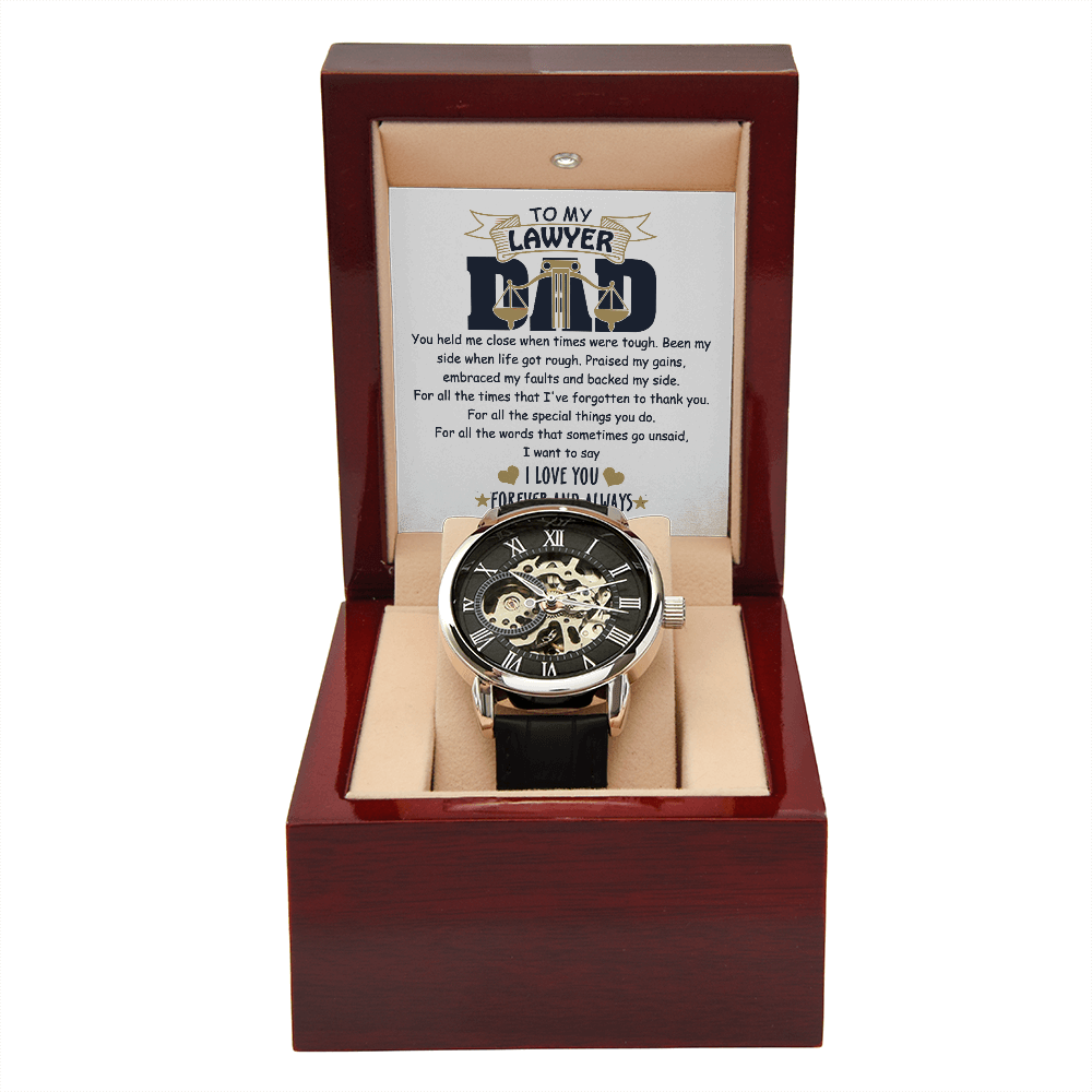 Father's Day Gift For Lawyer Dad - Openwork Watch - Message Card Gift From Son, Daughter