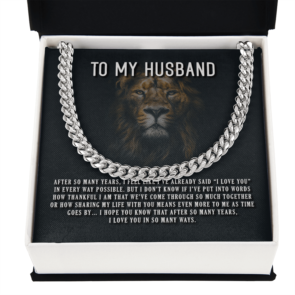 Husband - I Love You In So Many Ways - Cuban Link Chain Message Card Gift For Father's Day, Dad, Birthday, Husband, Papa, Daddy