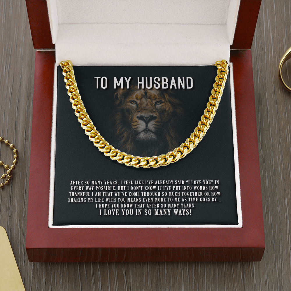 Husband - I Love You In So Many Ways - Cuban Link Chain Message Card Gift For Father's Day, Dad, Birthday, Husband, Papa, Daddy, Granddad, Grandfather