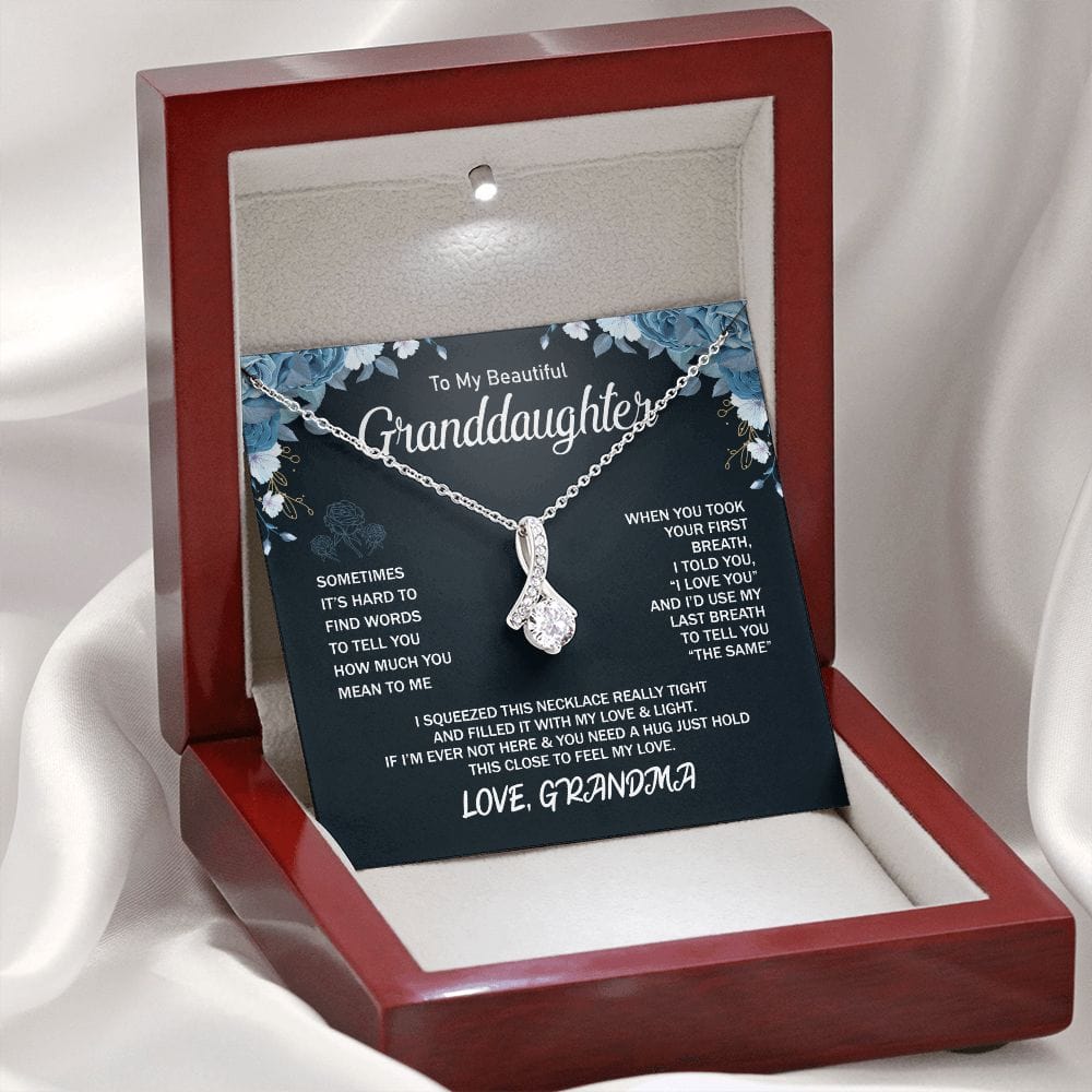 To My Beautiful Granddaughter - Sometimes It's Hard to Find Words - Alluring Beauty Necklace Message Card