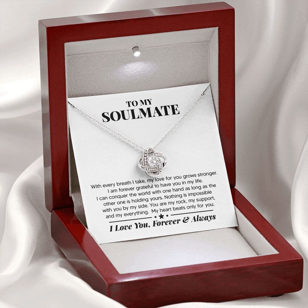 Gift For My Soulmate - Every Breath - Love Knot Necklace - Gift For Soulmate For Birthday, Anniversary, Christmas, Mother's Day, Valentines Day