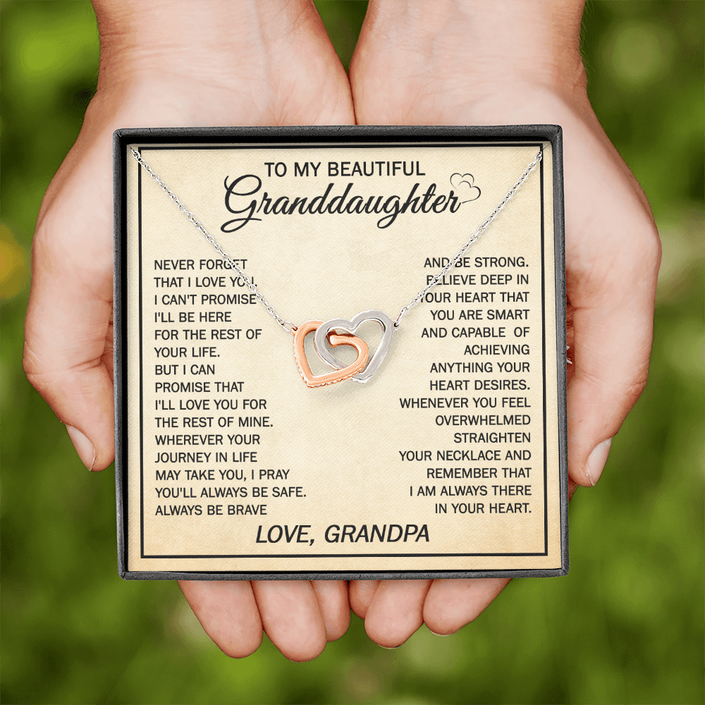 Gift For Granddaughter From Grandpa - Whenever You Feel Overwhelmed - Interlocking Hearts Necklace With Message Card