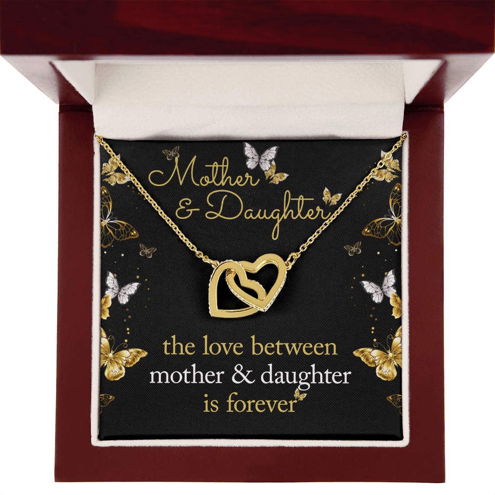 Gift For Daughter And Mother - The Love Between A Mother And A Daughter - Interlocked Hearts Necklace With Message Card - Mother Daughter Necklace Mom Necklace, Daughter Gift from Mom, Mothers Day Necklace, Mom and Daughter Necklace