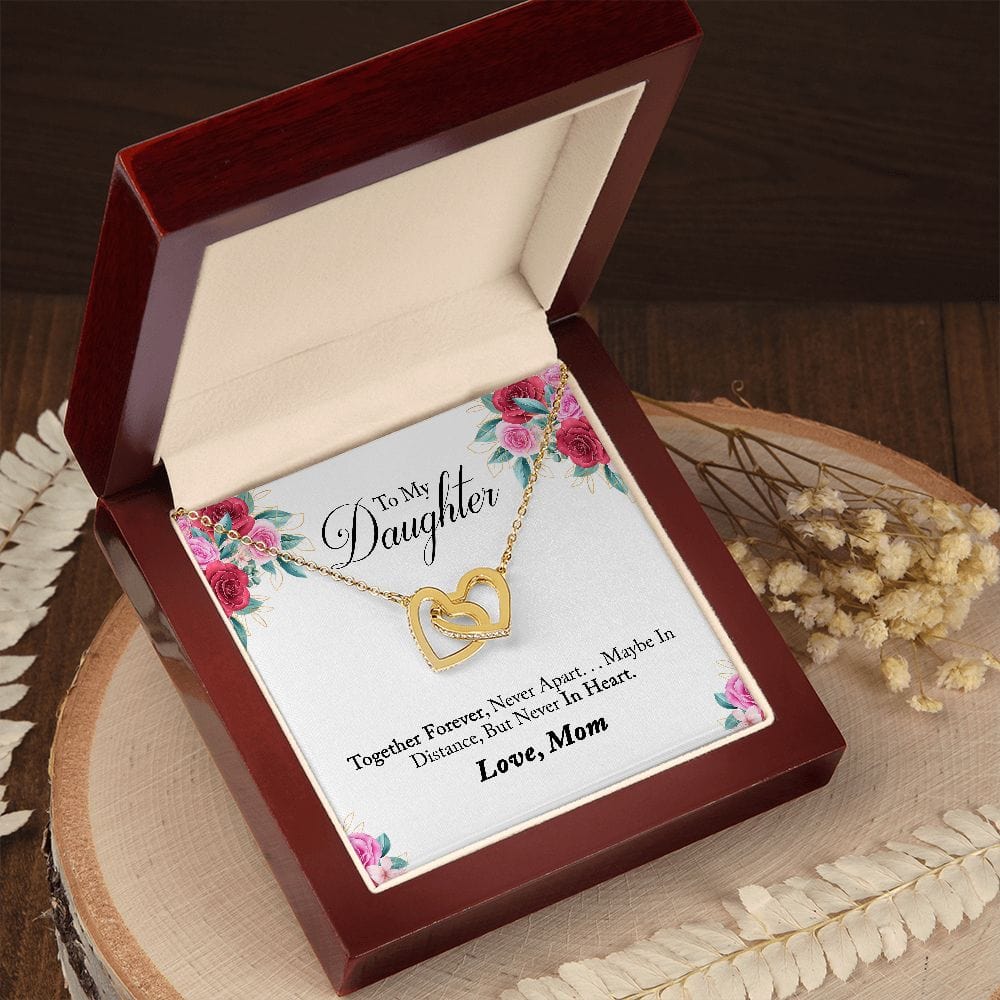 Gift For Daughter - Together Forever - Interlocking Hearts Necklace Message Card - Gift For Birthday, Christmas From Dad, Mom