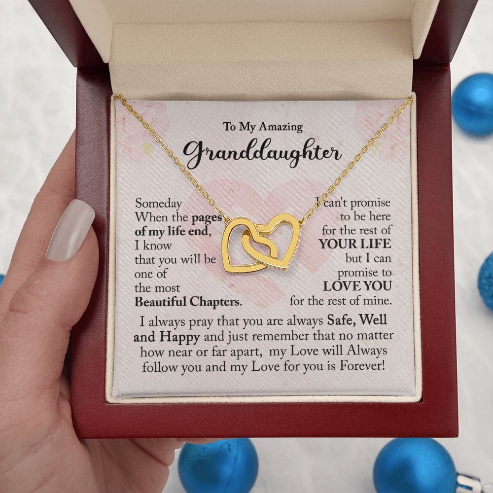 Gift For Granddaughter - Beautiful Chapter - Interlocking Hearts Necklace - Gift For Birthday, Anniversary, Christmas From Grandmother, Grandfather