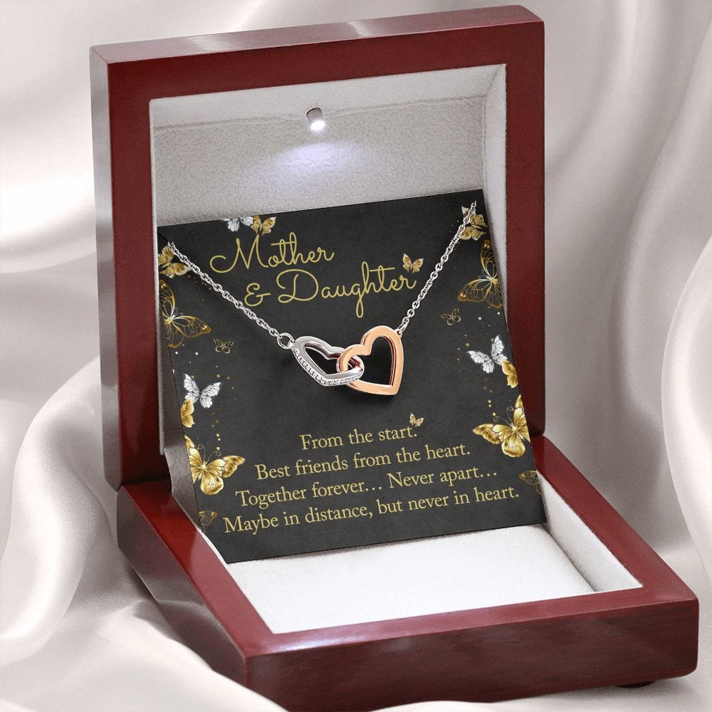 Gift For Daughter - From The Start - Interlocking Hearts Necklace With Message Card - Gift For Birthday, Anniversary, Christmas From Mom, Mother