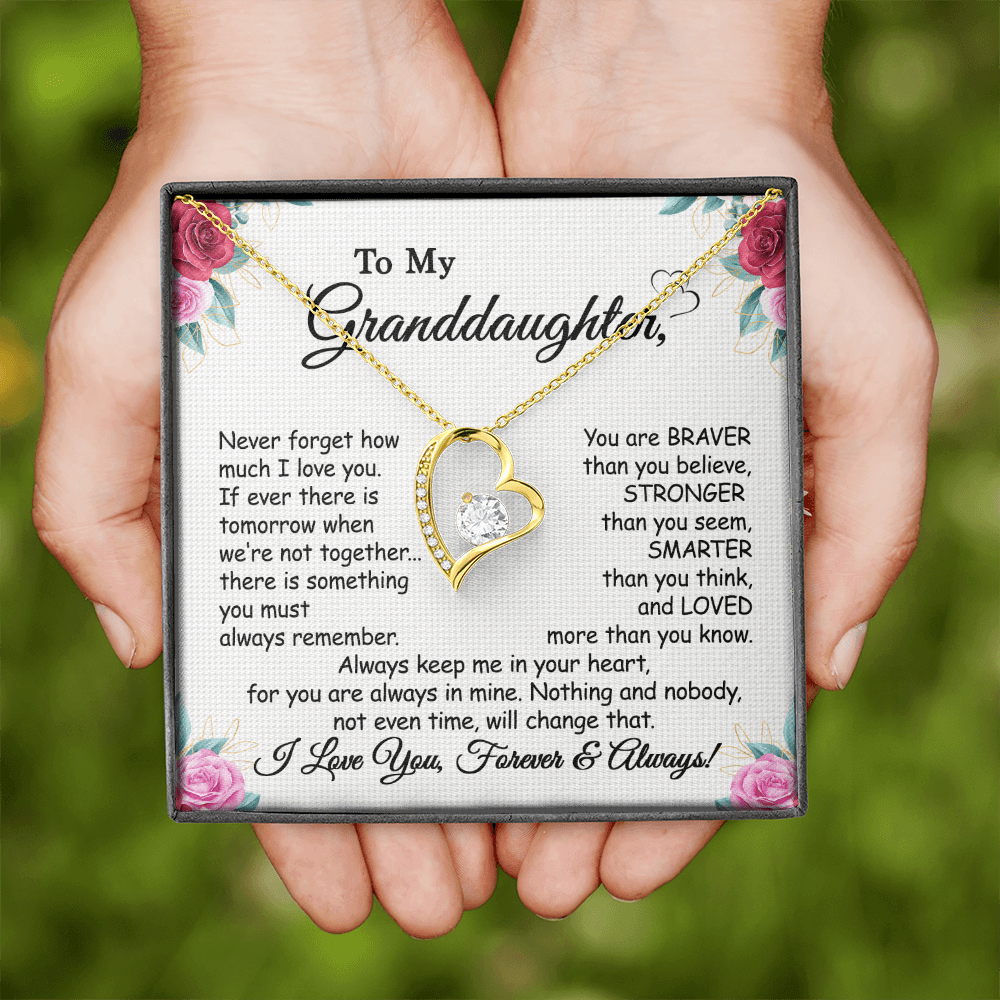 Gift For Granddaughter - Always Remember - Forever Love Necklace With Message Card - Gift For Birthday, Anniversary, Christmas From Grandmother, Grandfather