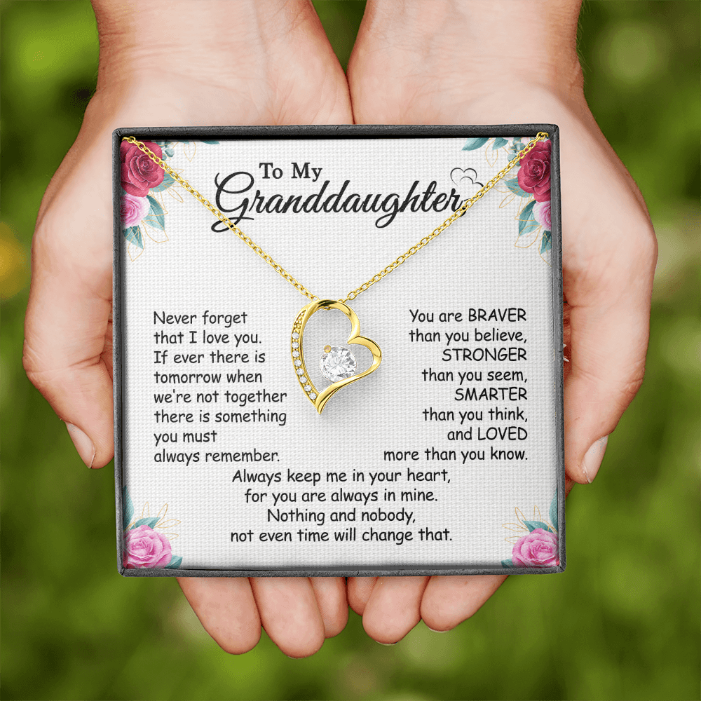 Gift For Granddaughter - Keep Me In Your Heart - Forever Love Necklace With Message Card - Gift For Birthday From Grandmother, Grandfather