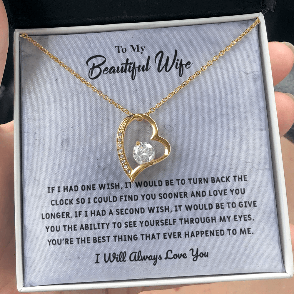 Beautiful Wife If I Had One Wish - Forever Love Necklace Message Card