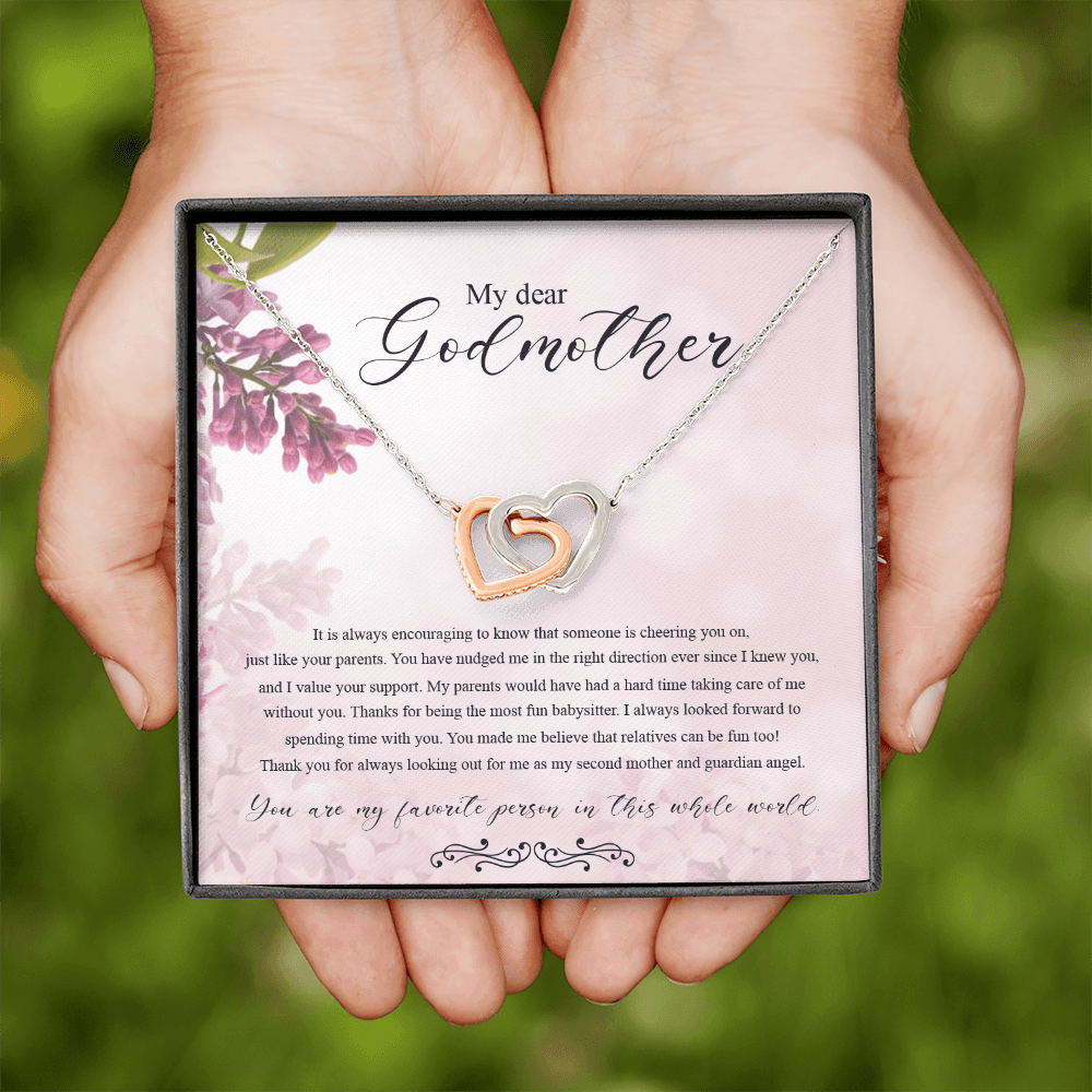 Godmother - It's Always Encouraging - Interlocking Hearts Necklace Message Card