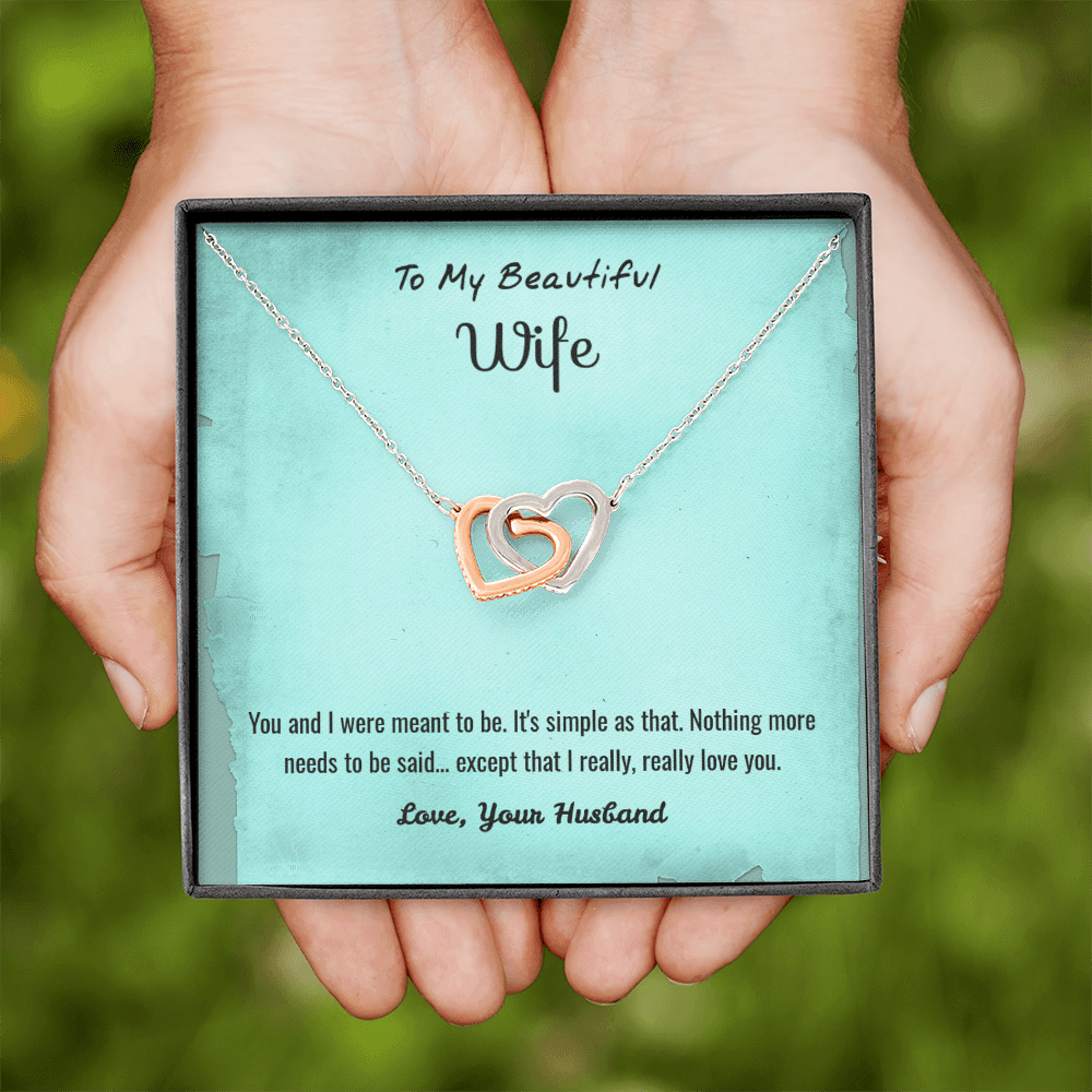 You and I Were Meant to Be - Interlocking Hearts Necklace Message Card