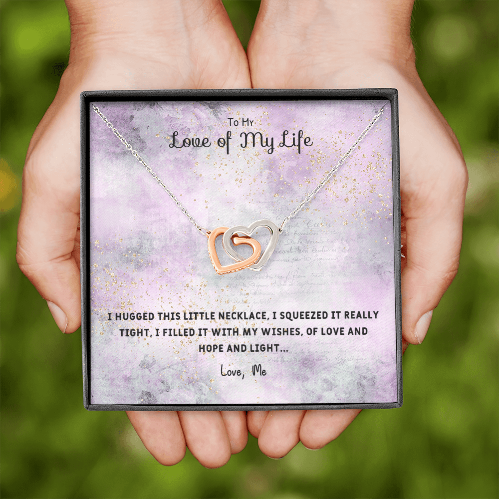 I Hugged This Little Necklace - Interlocking Hearts Necklace Message Card