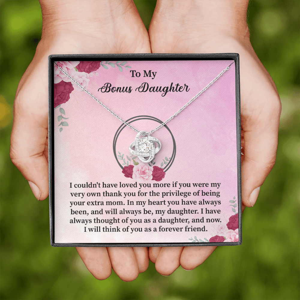 Bonus Daughter - I Couldn't Have Loved You More - Love Knot Necklace Message Card