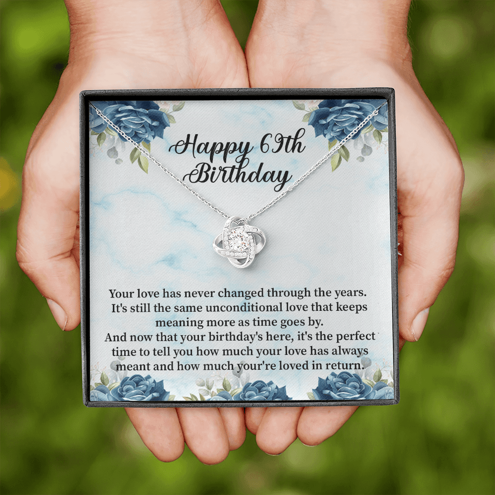 Happy 69th Birthday - Love Knot Necklace Message Card