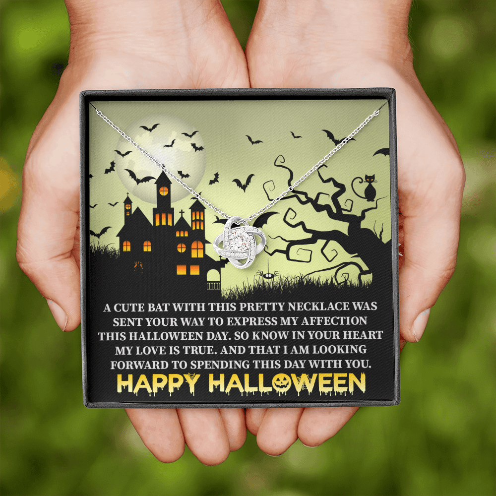 Happy Halloween Love Knot Necklace Message Card