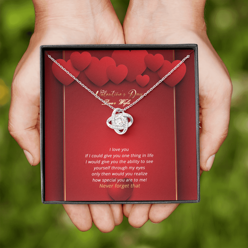 Wife - Valentine's Day I Love You - Love Knot Necklace Message Card