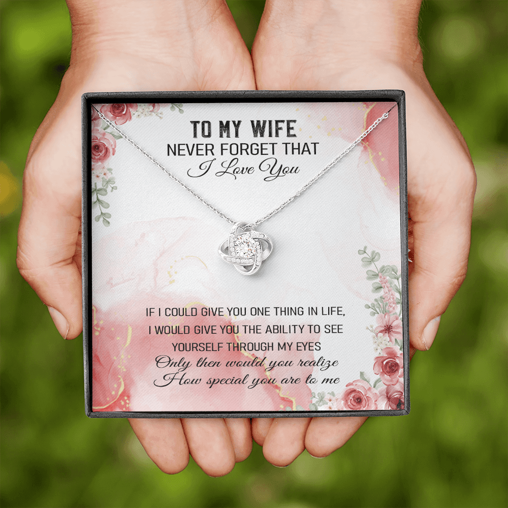 Never Forget That I Love You - Love Knot Necklace Message Card