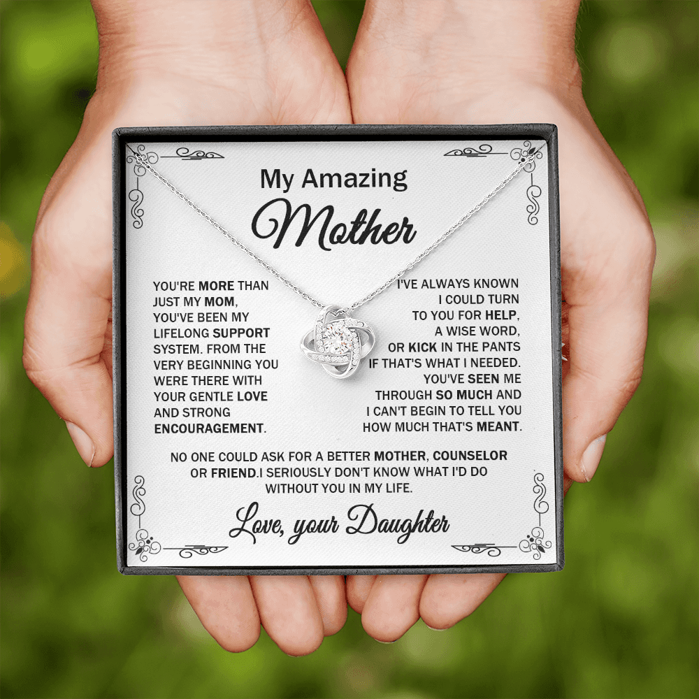 Amazing Mother - You're More Than Just A Mom - Love Knot Necklace Message Card - Gift For Mother's Day Birthday Appreciation