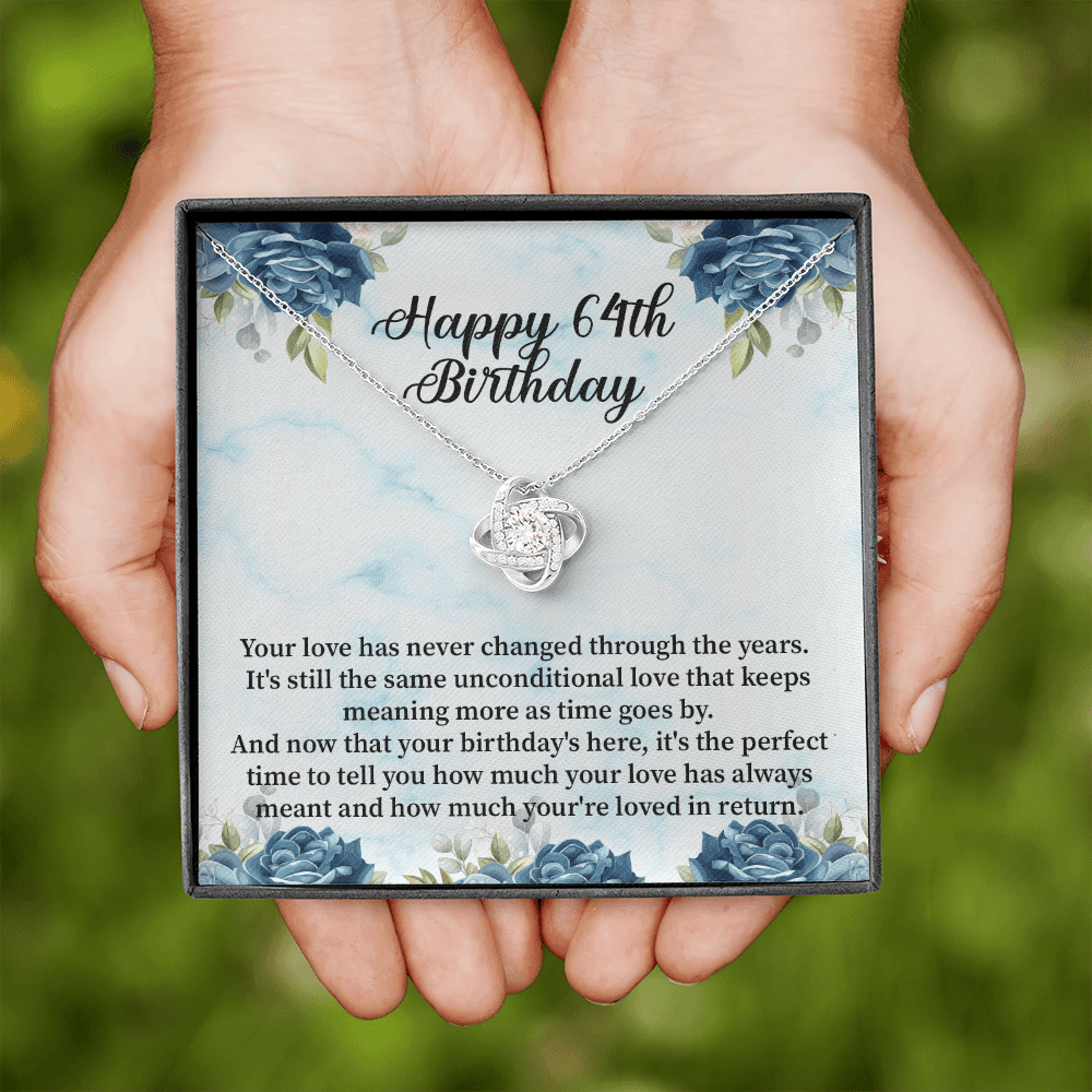 Happy 64th Birthday - Love Knot Necklace Message Card