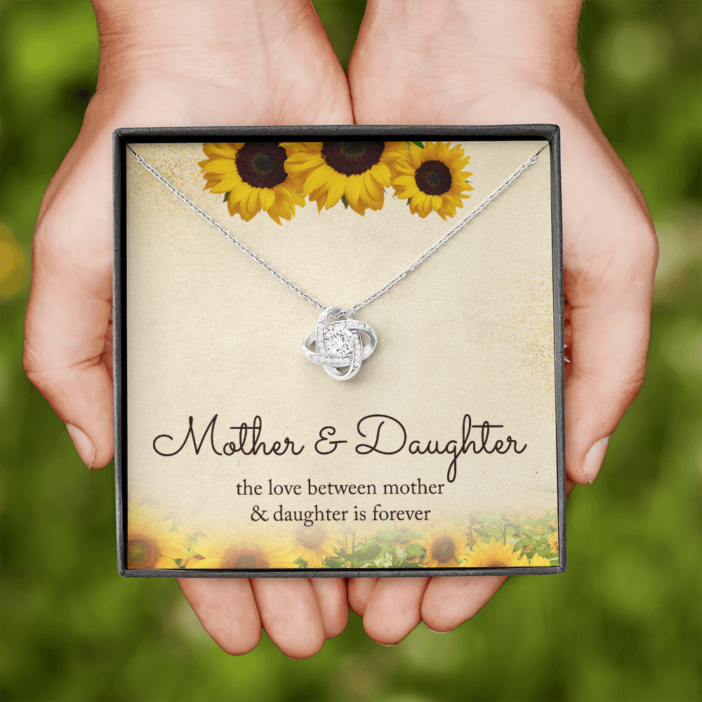 Love Between Mother and Daughter is Forever - Love Knot Necklace With Message Card - Mother Daughter Necklace Mom Necklace, Daughter Gift from Mom, Mothers Day Necklace, Mom and Daughter Necklace