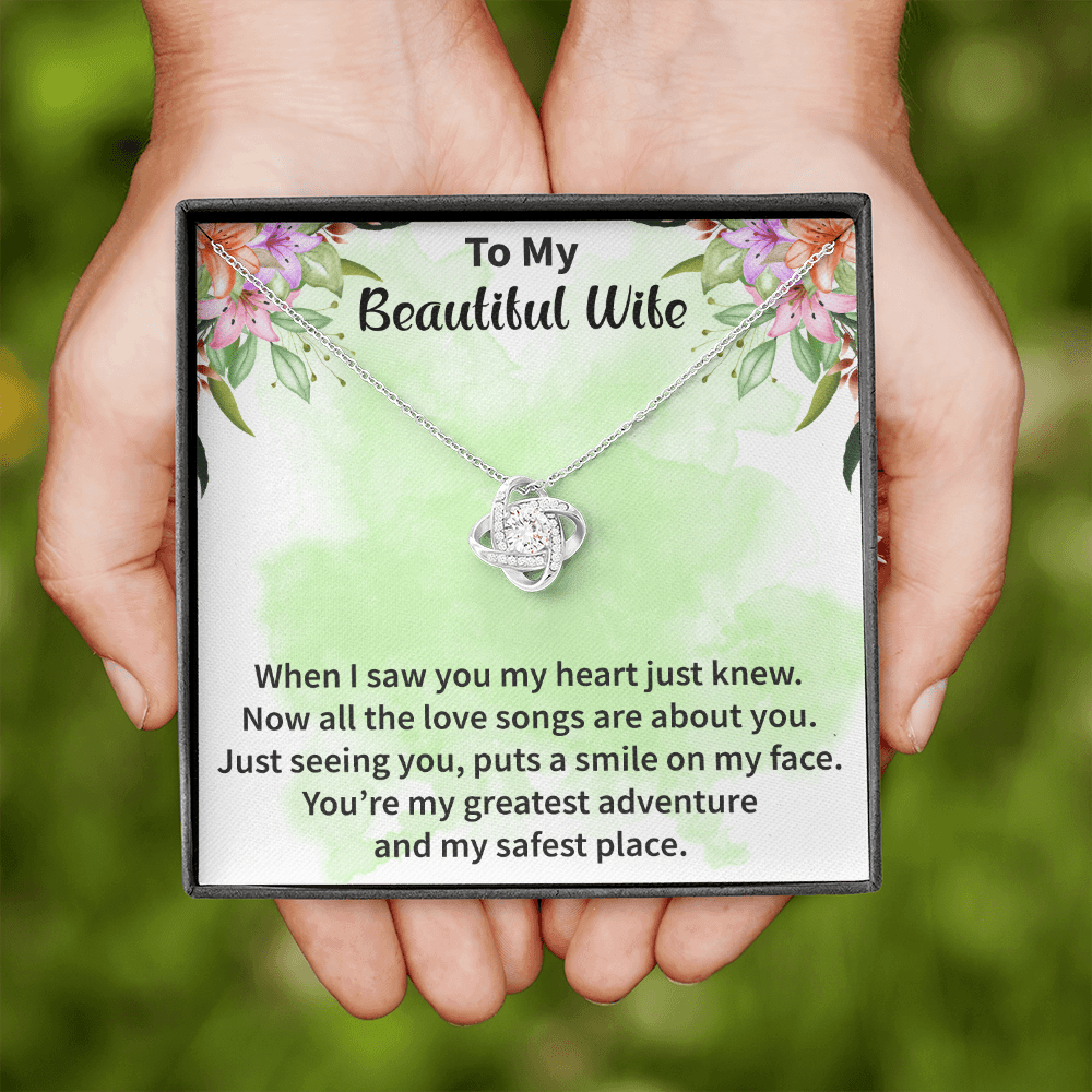 Wife - When I Saw You Love Knot Necklace Message Card