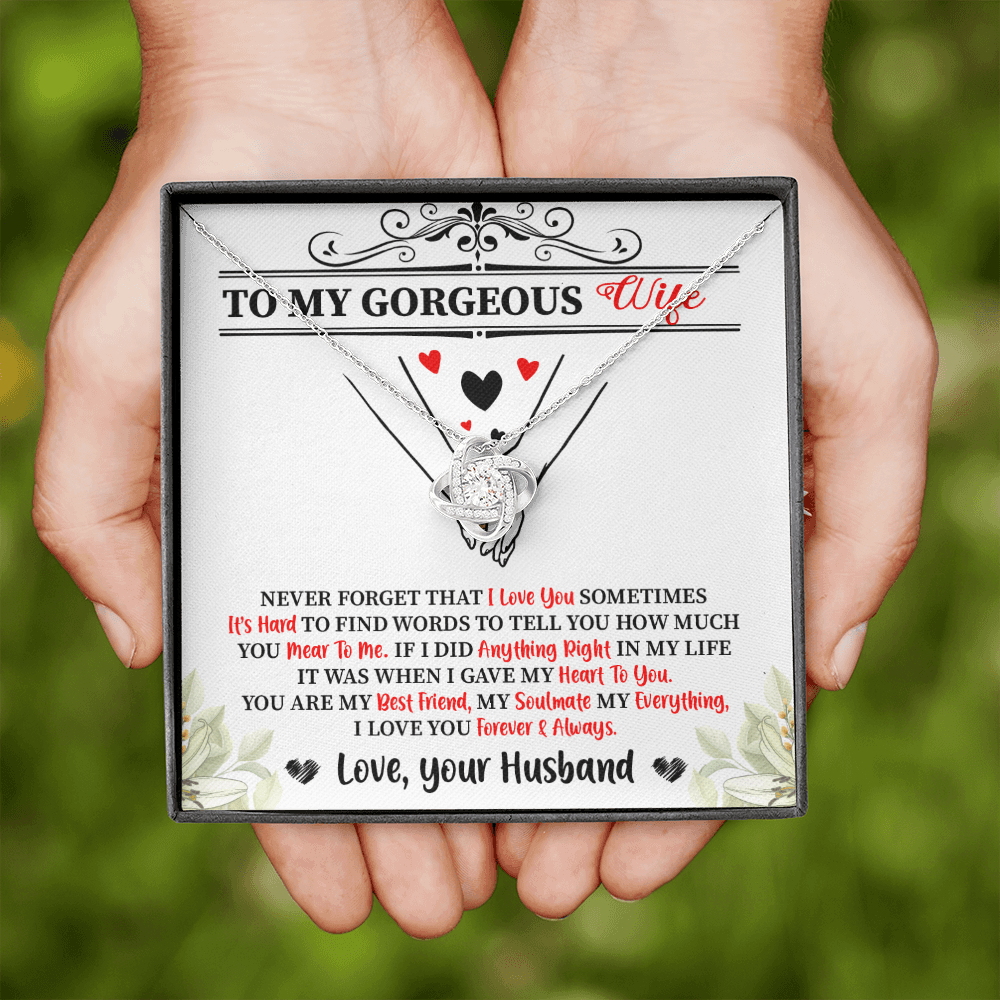 Wife - Never Forget That I Love You Love Knot Necklace Message Card