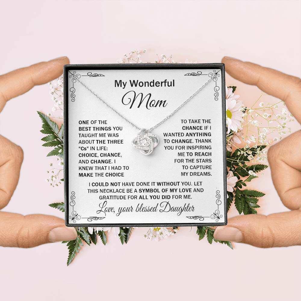 Wonderful Mom - One Of The Best Things - Love Knot Necklace Message Card - Gift For Mother's Day