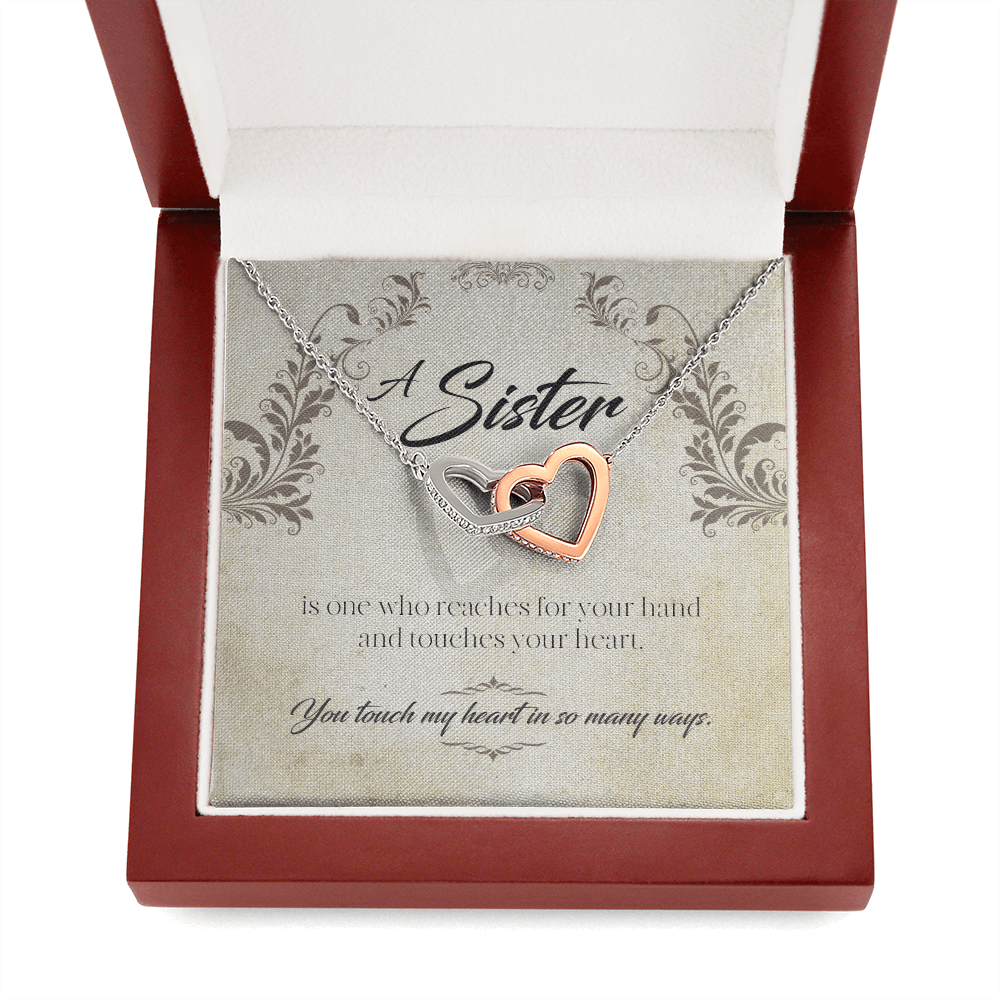 A Sister Is One Who Reaches For Your Hand - Interlocking Hearts Message Card