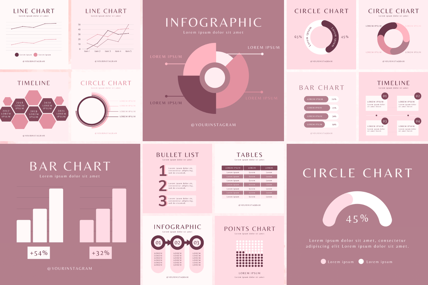 500 Pink Infographics for Social Media