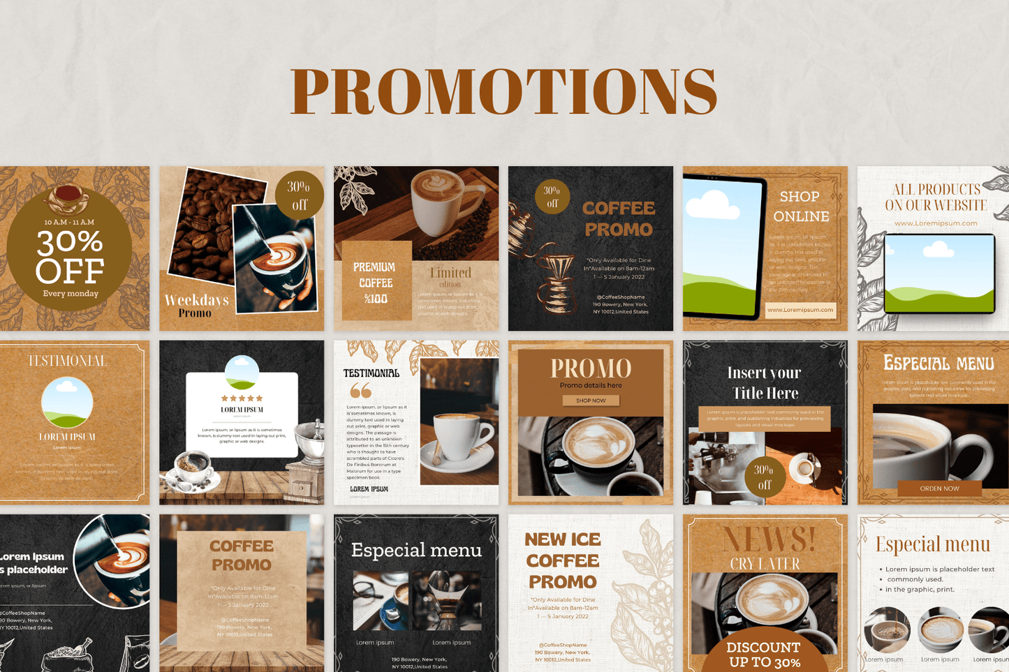 200 Coffee Templates for Social Media