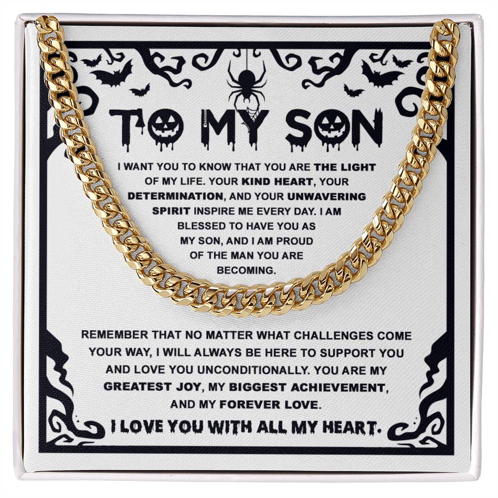 Halloween Gift For Son - Proudest Achievement - Cuban Link Chain With Message Card