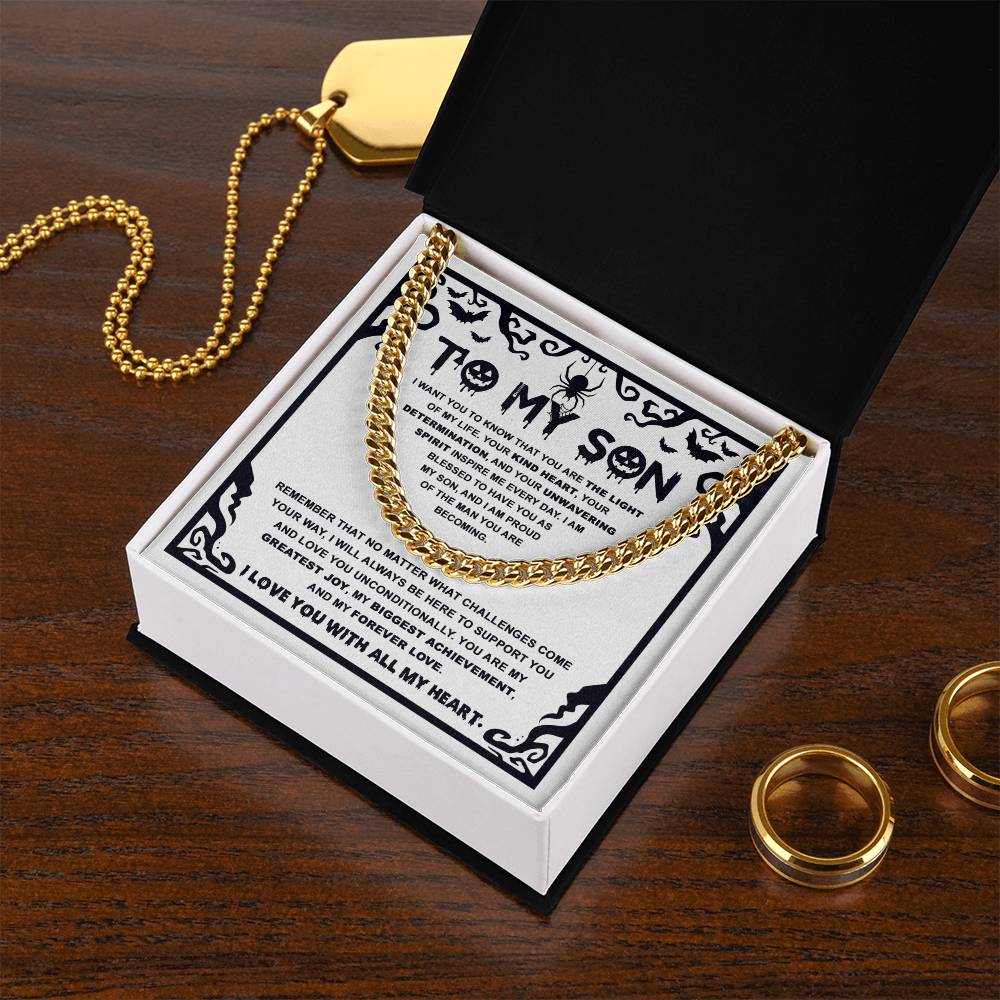 Halloween Gift For Son - Proudest Achievement - Cuban Link Chain With Message Card