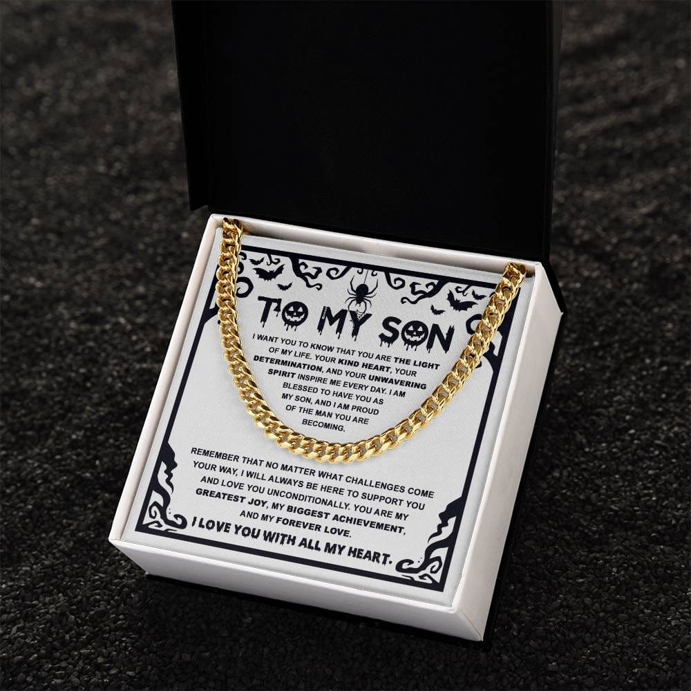 Halloween Gift For Son - Proudest Achievement - Cuban Link Chain With Message Card