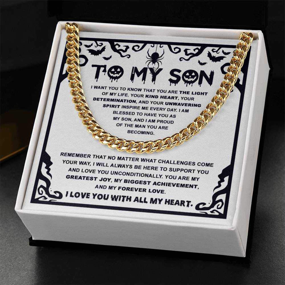 Halloween Gift For Son - Proudest Achievement - Cuban Link Chain With Message Card